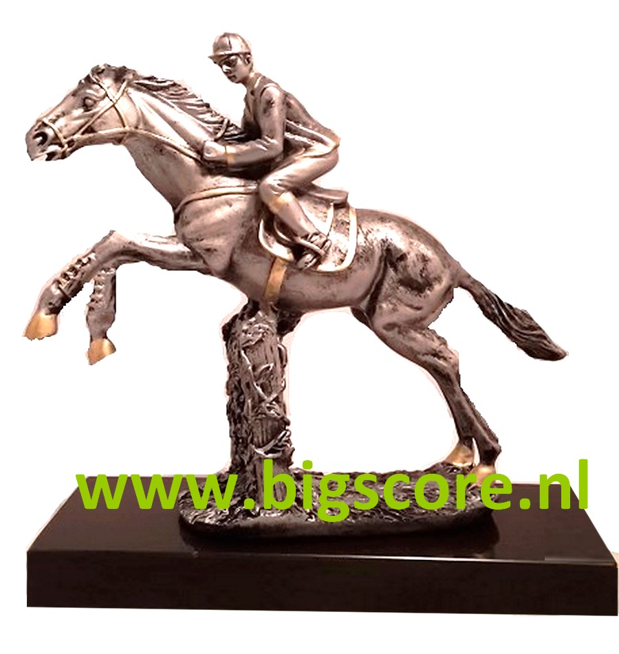 Paard PA-06 Springen Heer op zwart marmer plaat LAATSTE OP=OP!!